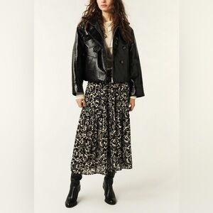 ba&sh Eola Floral Tiered Midi Skirt